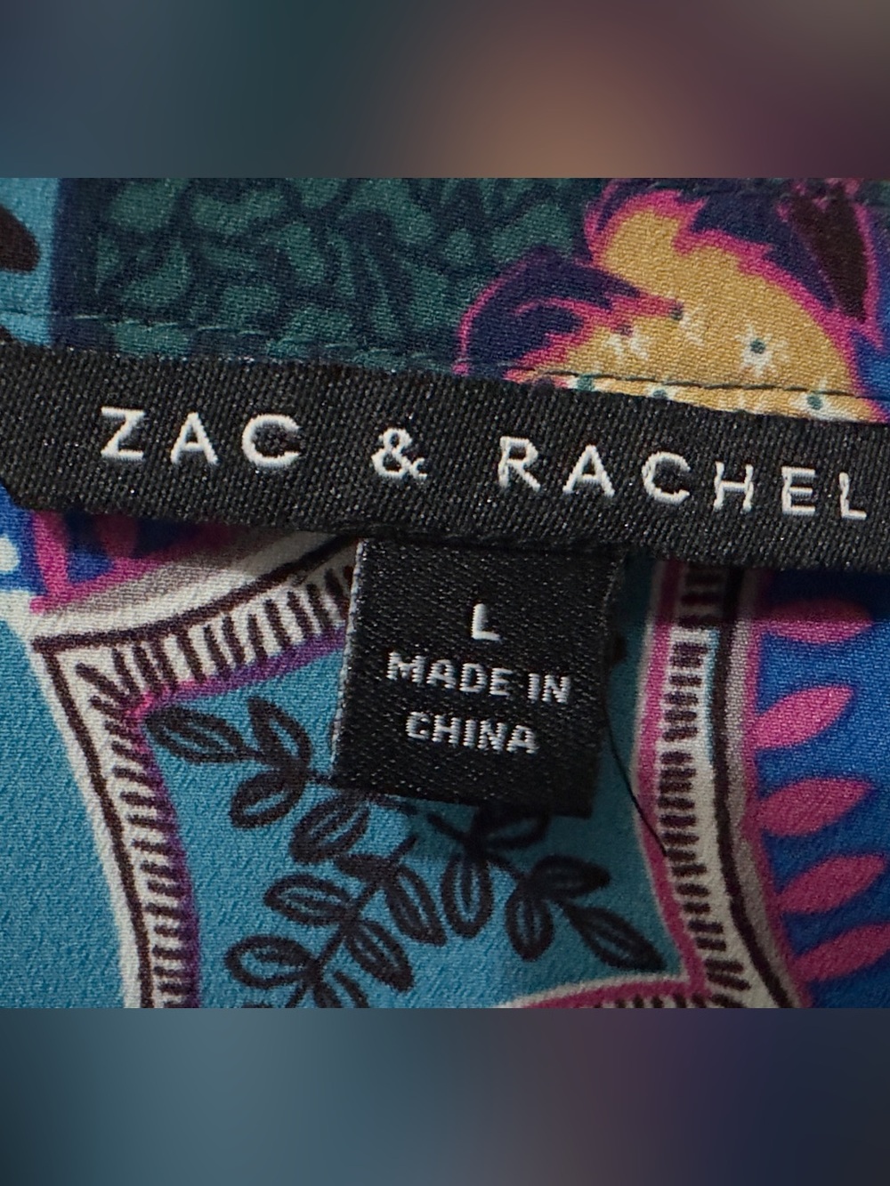 Zac & Rachel | NWOT Boho Teal Multi Paisley Split-Neck Blouse (size L) - Picture 13 of 15